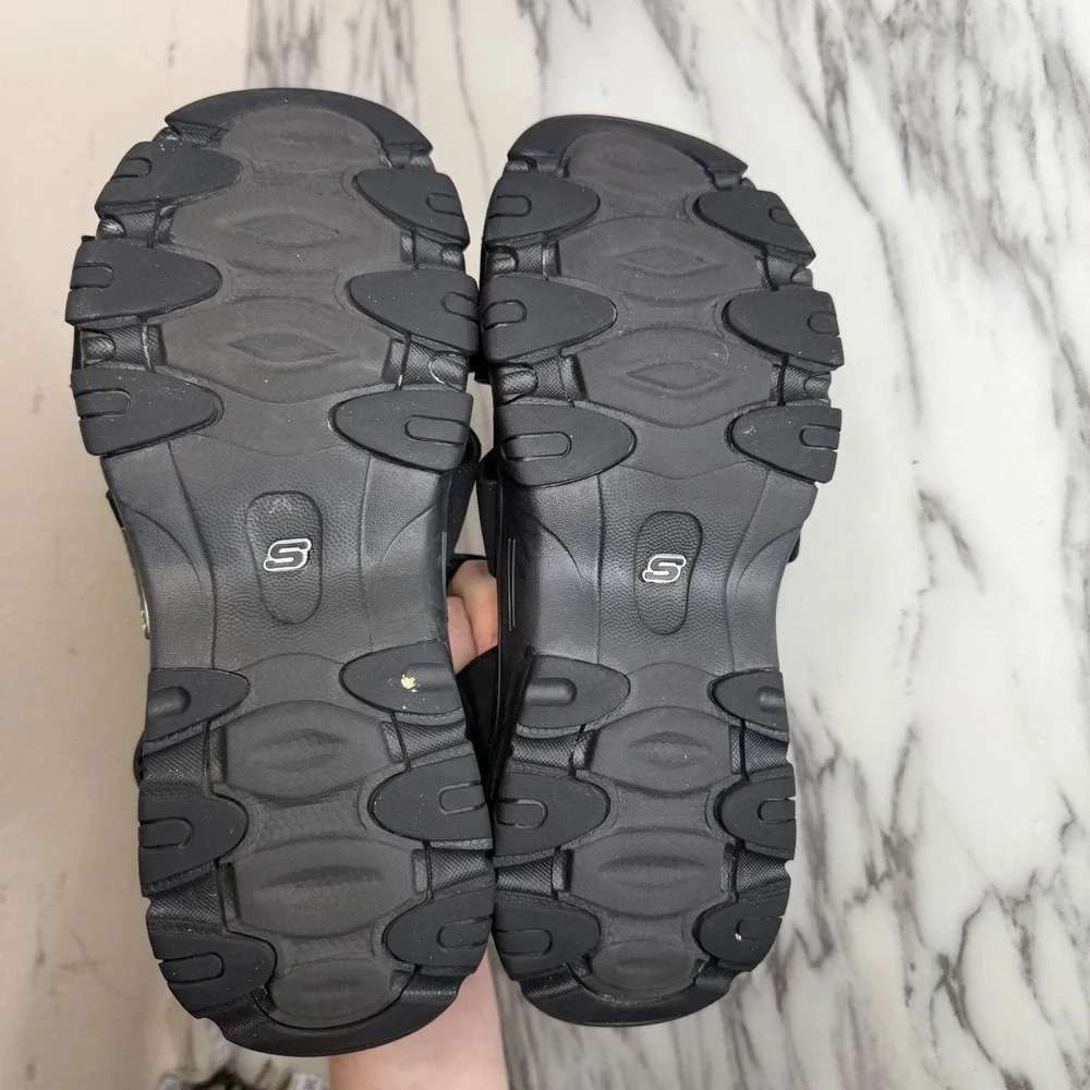 Skechers D'Lites 2.0 Cool Cosmos Chunky Black Strappy Sandals Women's Size 9